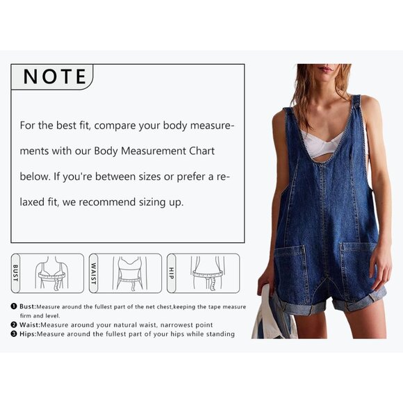 Women Denim Short Overalls Casual Rompers Loose Fit Rolled Cuffs Large - Picture 7 of 7